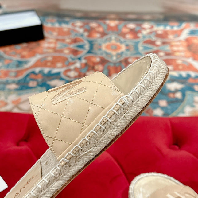 FLAT SLIPPERS IN BEIGE LAMBSKIN MIX WOVEN