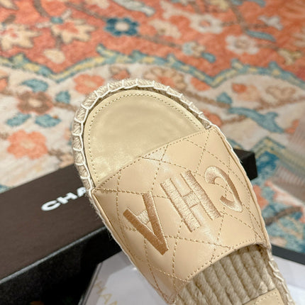 FLAT SLIPPERS IN BEIGE LAMBSKIN MIX WOVEN