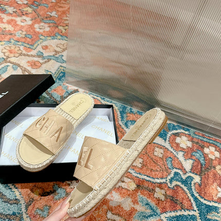 FLAT SLIPPERS IN BEIGE LAMBSKIN MIX WOVEN