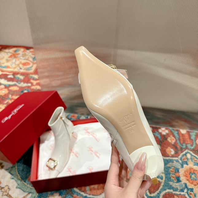 VIV CANARD ANKLE BOOTS IN WHITE GLOSSY CALFSKIN