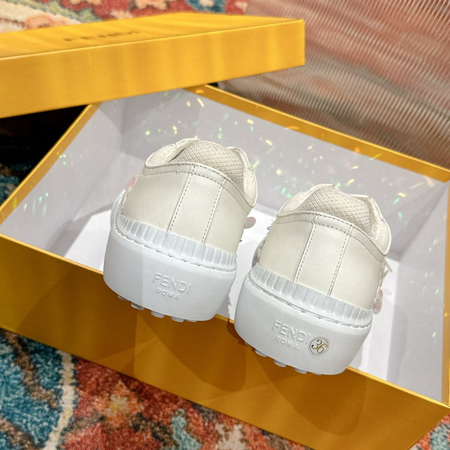 RUNWAY SEQUIN CASUAL SHOES IN WHITE CALFSKIN