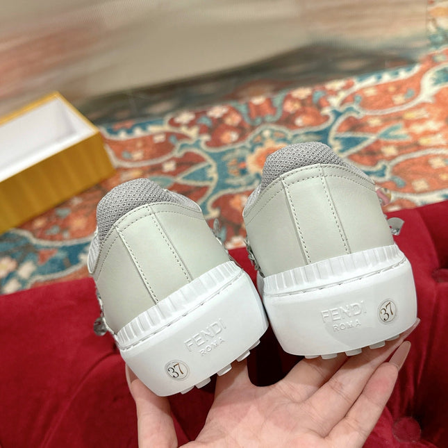 RUNWAY SEQUIN CASUAL SHOES IN PEARL GRAY CALFSKIN