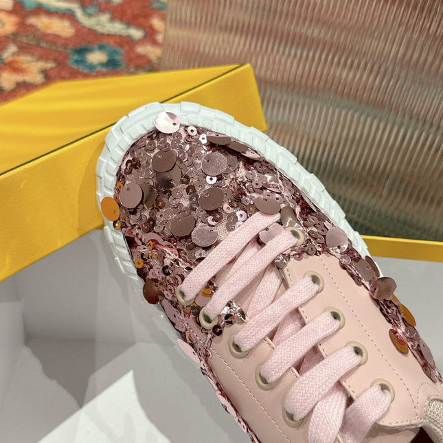 RUNWAY SEQUIN CASUAL SHOES IN CREPE PINK CALFSKIN