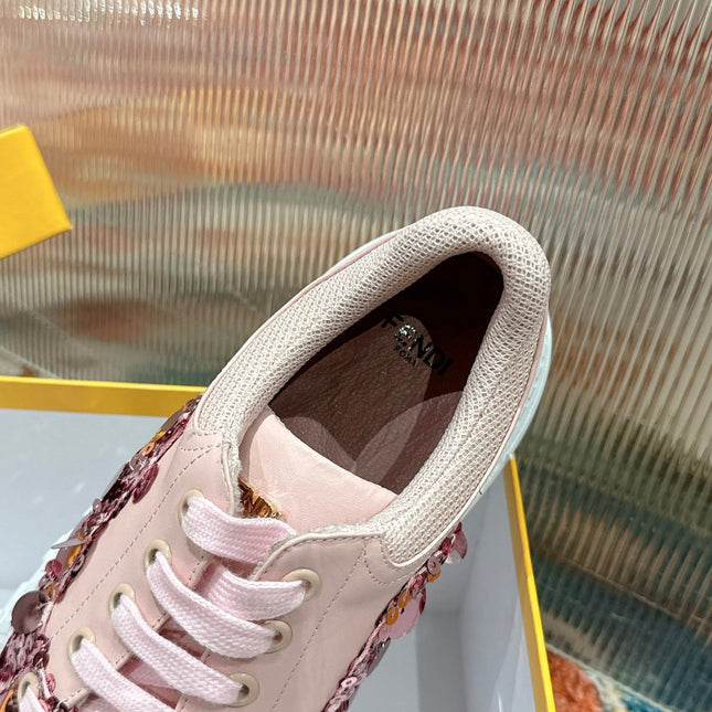 RUNWAY SEQUIN CASUAL SHOES IN CREPE PINK CALFSKIN