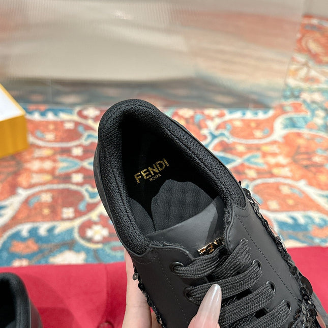 RUNWAY SEQUIN CASUAL SHOES IN BLACK CALFSKIN