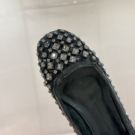 BALLERINAS IN BLACK FABRIC WITH CRYSTAL DETAILING
