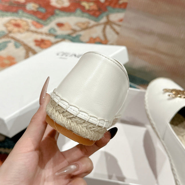 ESPADRILLES WHITE LAMBSKIN GOLD TRIOMPHE
