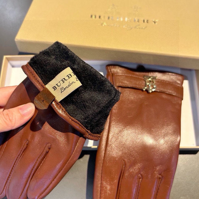 GLOVES IN BRONZE BROWN LAMBSKIN WITH FLEECE LINING 440495