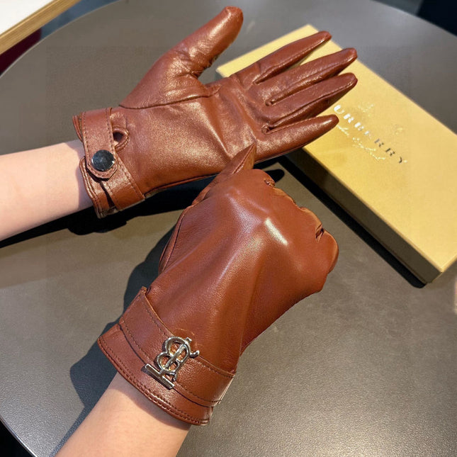 GLOVES IN BRONZE BROWN LAMBSKIN WITH FLEECE LINING 440495