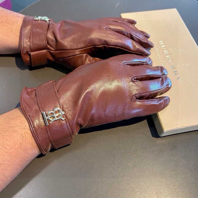 GLOVES IN RED BROWN LAMBSKIN WITH FLEECE LINING 440498