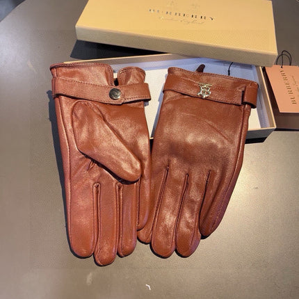 GLOVES IN RED BROWN LAMBSKIN WITH FLEECE LINING 440498