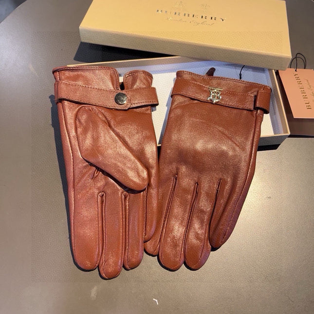 GLOVES IN RED BROWN LAMBSKIN WITH FLEECE LINING 440498