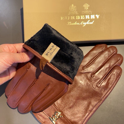 GLOVES IN RED BROWN LAMBSKIN WITH FLEECE LINING 440498