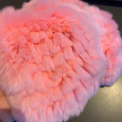 FINGERLESS HALF GLOVES IN ROUGE PINK RABBIT FUR 462276
