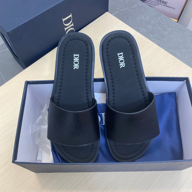 CD SLIDE ALIDAS SLIPPER BLACK CALFSKIN