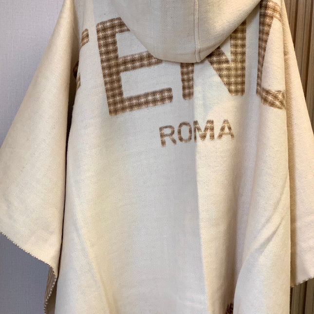 FF PONCHO 160 CM IN BEIGE CASHMERE AND WOOL