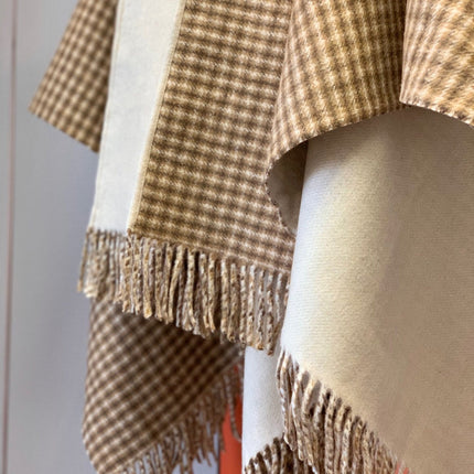 FF PONCHO 160 CM IN BEIGE CASHMERE AND WOOL