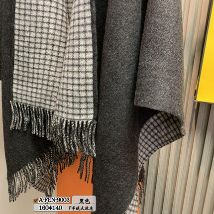 FFPONCHO 160 CM IN BLACK CASHMERE AND WOOL
