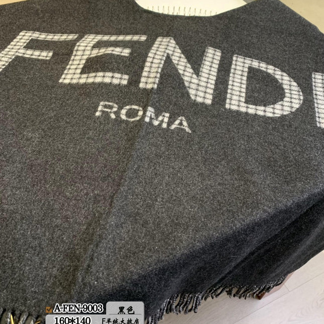 FFPONCHO 160 CM IN BLACK CASHMERE AND WOOL