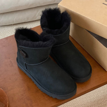 MINI BAILEY BUTTON II BOOT IN BLACK SUEDE AND SILK COTTON PADDING