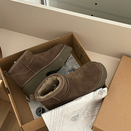 CLASSIC ULTRA MINI PLATFORM IN HICKORY BROWN SUEDE