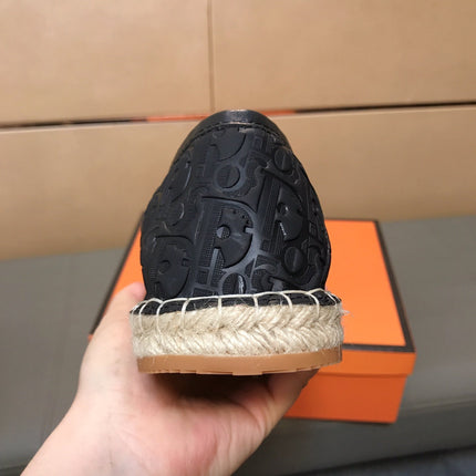 CD PARADISE ESPADRILLE LOAFER BLACK EMBOSSED CALFSKIN