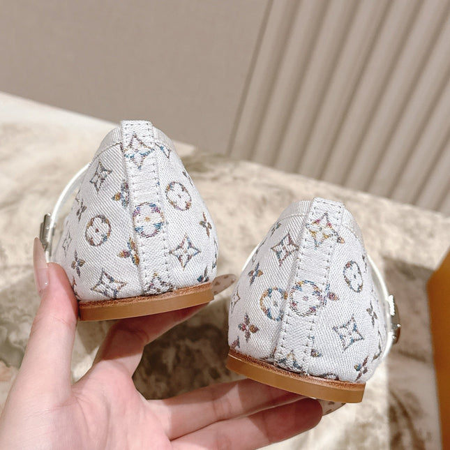 LV BALLET FLAT IN WHITE MONOGRAM CANVAS