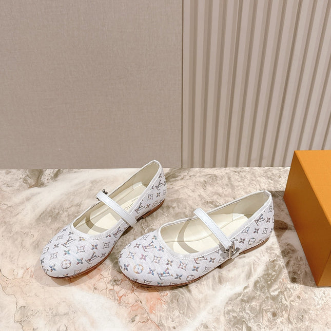 LV BALLET FLAT IN WHITE MONOGRAM CANVAS