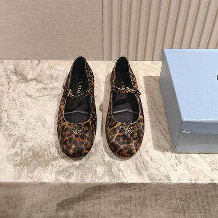 PRADA BALLERINA FLATS IN LEOPARD PRINT LAMBSKIN