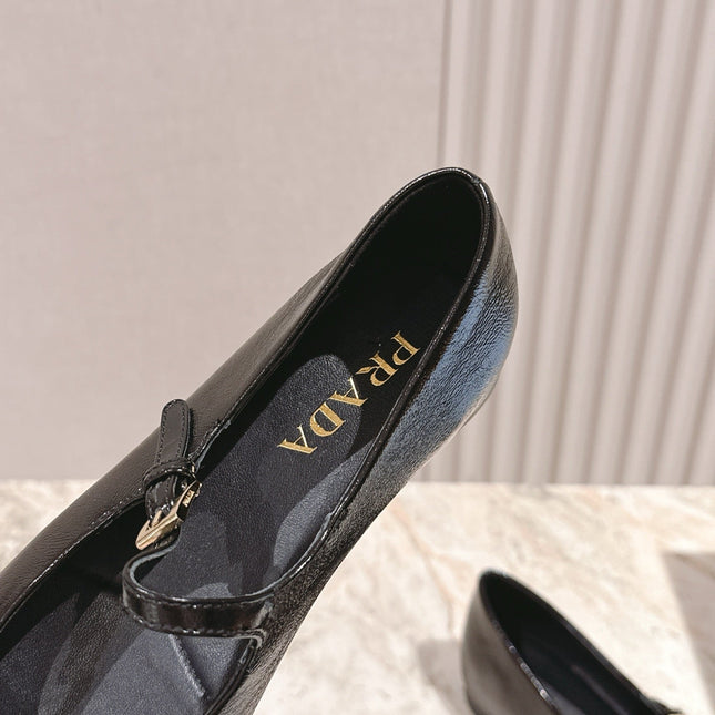 PRADA 25S BALLERINAS IN BLACK CALFSKIN GLOSSY