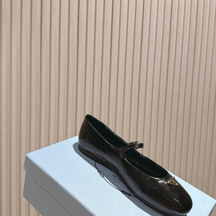 PRADA 25S BALLERINAS IN BLACK CALFSKIN GLOSSY