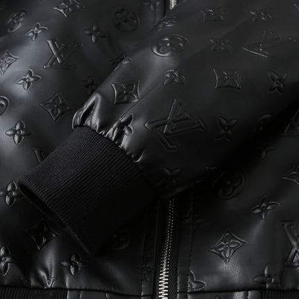 LV HOODED JACKET IN BLACK EMBOSSED CALFSKIN AND COTTON 239057