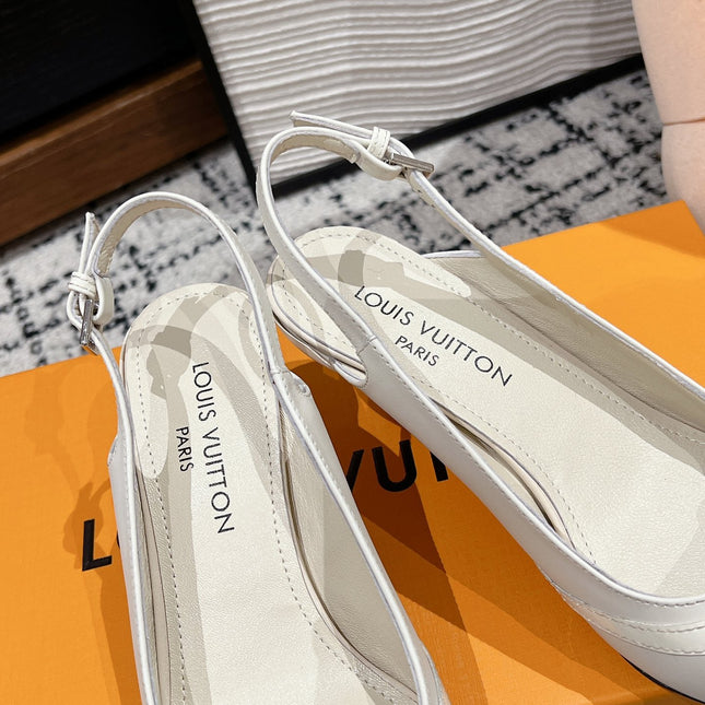 HIGH HEEL 4 CM SLINGBACKS IN WHITE CALFSKIN