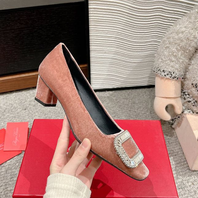 BELLE VIVIER PUMPS IN CANTALOUPE VELVET