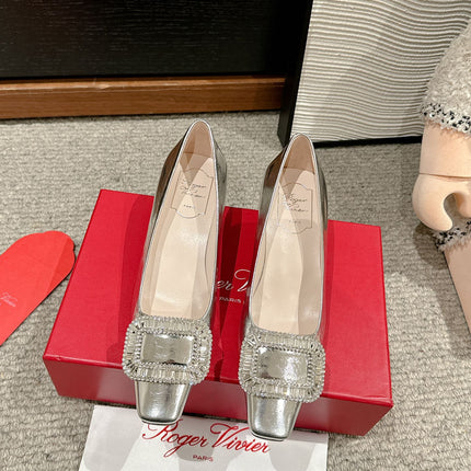 BELLE VIVIER PUMPS IN SILVER METALLIC CALFSKIN