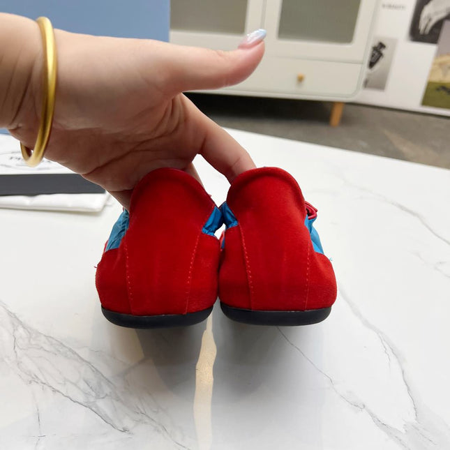 COLLAPSE SNEAKERS IN RED SUEDE AND SKY BLUE NYLON