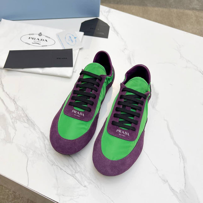 COLLAPSE SNEAKERS IN PURPLE SUEDE AND GREEN NYLON