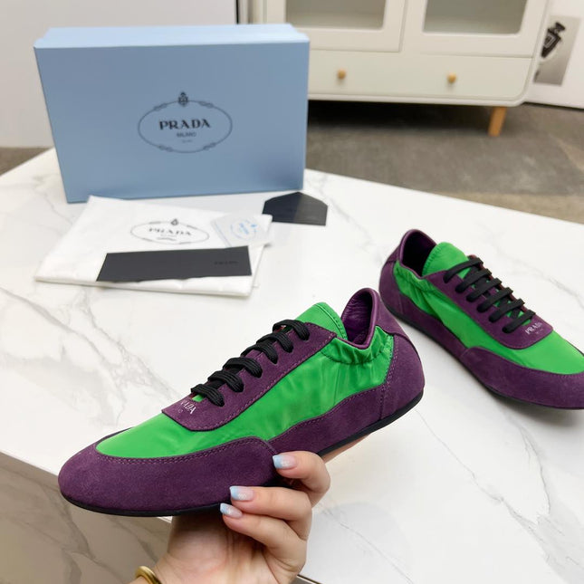 COLLAPSE SNEAKERS IN PURPLE SUEDE AND GREEN NYLON