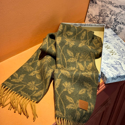 SCARF 180 CM IN OLIVE GREEN MONOGRAM CASHMERE 394642