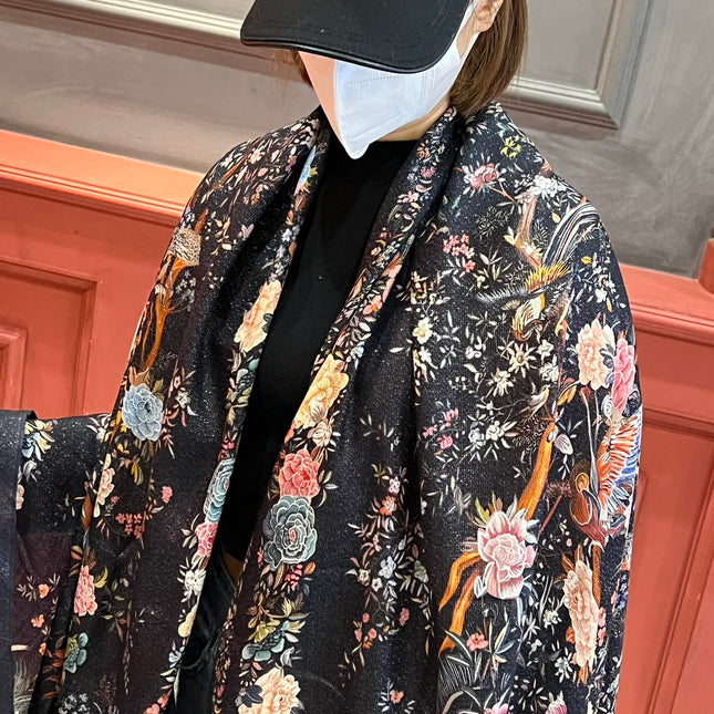 SCARF 200 CM IN BLACK MIX COLORFUL CASHMERE 413824