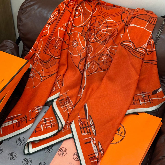 HERMES 25S SCARF 140 IN CASHMERE SILK 727321