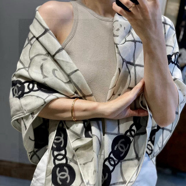 CHANEL 25S SCARF 110 IN CASHMERE SILK 730602