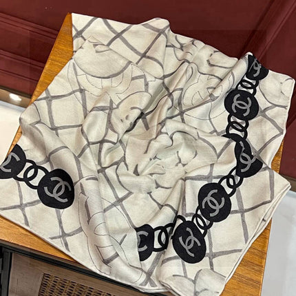 CHANEL 25S SCARF 110 IN CASHMERE SILK 730602