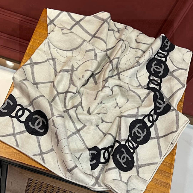 CHANEL 25S SCARF 110 IN CASHMERE SILK 730602