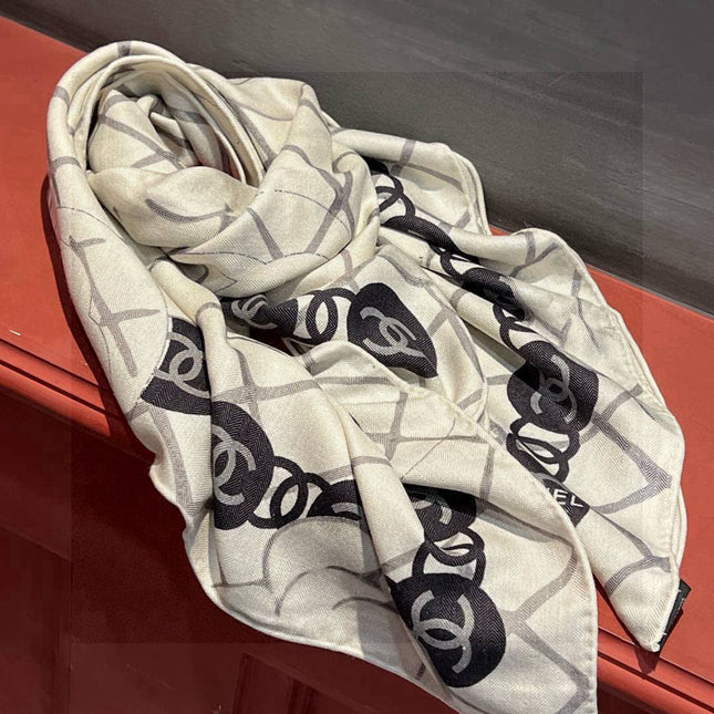 CHANEL 25S SCARF 110 IN CASHMERE SILK 730602