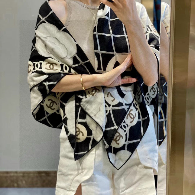 CHANEL 25S SCARF 110 IN CASHMERE SILK 730603