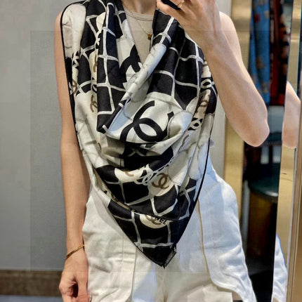 CHANEL 25S SCARF 110 IN CASHMERE SILK 730603
