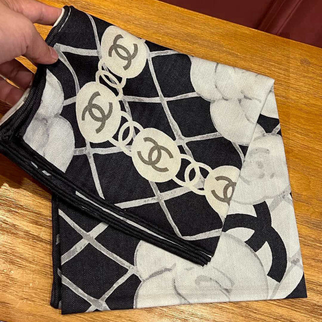 CHANEL 25S SCARF 110 IN CASHMERE SILK 730603