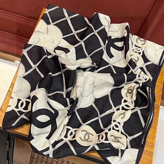 CHANEL 25S SCARF 110 IN CASHMERE SILK 730603