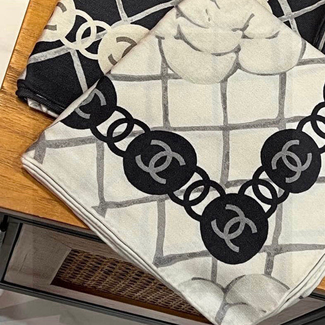 CHANEL 25S SCARF 110 IN CASHMERE SILK 730603